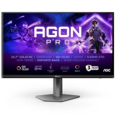 Monitor Gaming Ultraparonámico AOC AG276QZD2 26.5'/ WQHD/ Multimedia/ 0.03ms/ 240Hz/ OLED/ Regulable en altura/ Negro