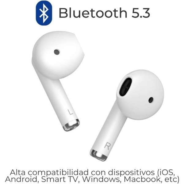 Auriculares Bluetooth ZTE Buds 2 con estuche de carga/ Autonomía 5h/ Blancos