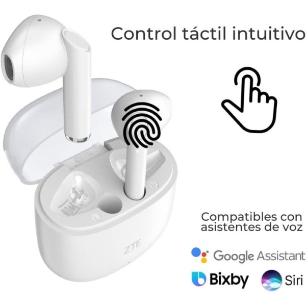 Auriculares Bluetooth ZTE Buds 2 con estuche de carga/ Autonomía 5h/ Blancos