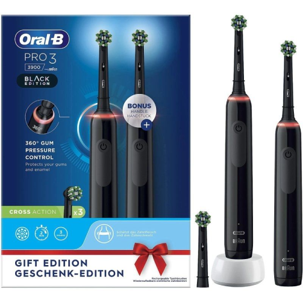 Cepillo Dental Oral-B Pro 3 3900 Duo Black Edition/ Pack 2 Uds