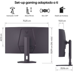 Monitor Gaming Curvo LG UltraGear 32G600A-B 31.5'/ QHD/ 1ms/ 180Hz/ VA/ Regulable en altura/ Negro