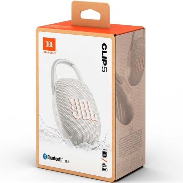Altavoz con Bluetooth JBL Clip 5/ 7W/ 1.0/ Blanco