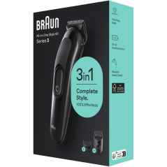 Afeitadora Braun All in One 3 en 1 Style Kit Series 3/ con batería/ 2 Accesorios