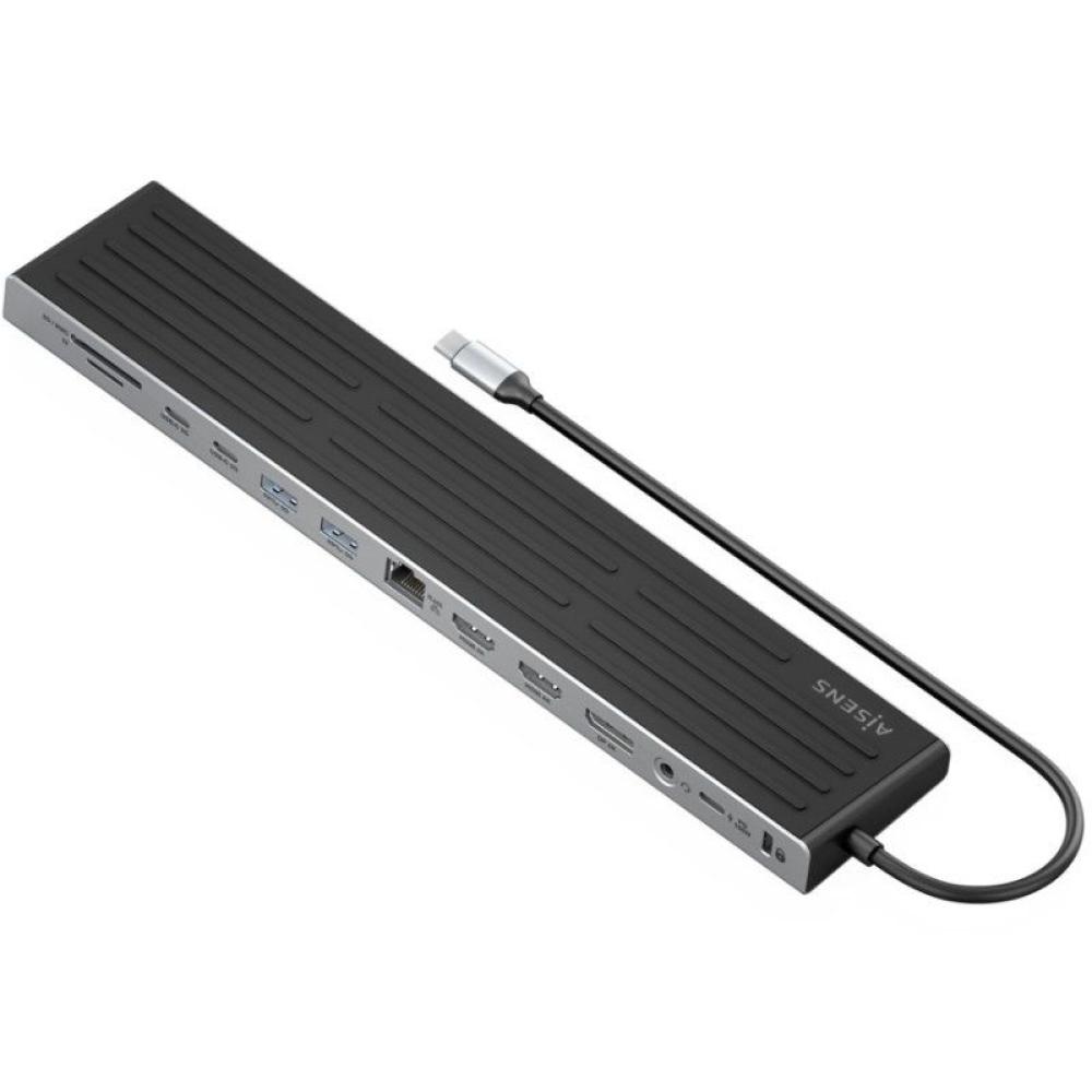 Hub USB Tipo-C Aisens ASUC-13P042-GR/ 2xUSB Tipo-C/ 1xUSB Tipo-C PD/ 2xUSB/ 2xHDMI/ 1xDisplayPort/ 1xLector de Tarjetas/ 1xJack 