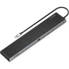 Hub USB Tipo-C Aisens ASUC-13P042-GR/ 2xUSB Tipo-C/ 1xUSB Tipo-C PD/ 2xUSB/ 2xHDMI/ 1xDisplayPort/ 1xLector de Tarjetas/ 1xJack 