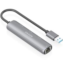 Hub USB Aisens ASUC-4P034-GR/ 3xUSB/ 1xRJ45/ Gris