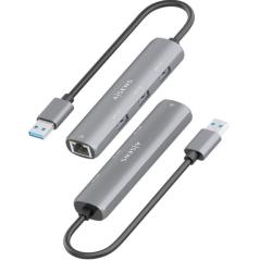Hub USB Aisens ASUC-4P034-GR/ 3xUSB/ 1xRJ45/ Gris