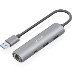 Hub USB Aisens ASUC-4P035-GR/ 1xUSB Tipo-C/ 2xUSB/ 1xRJ45/ Gris