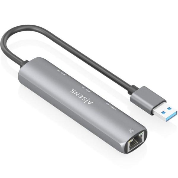 Hub USB Aisens ASUC-4P035-GR/ 1xUSB Tipo-C/ 2xUSB/ 1xRJ45/ Gris