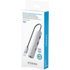 Hub USB Aisens ASUC-4P035-GR/ 1xUSB Tipo-C/ 2xUSB/ 1xRJ45/ Gris