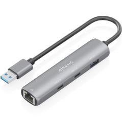Hub USB Aisens ASUC-4P036-GR/ 2xUSB Tipo-C/ 1xUSB/ 1xRJ45/ Gris