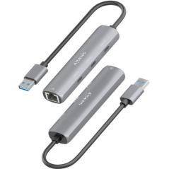 Hub USB Aisens ASUC-4P037-GR/ 3xUSB Tipo-C/ 1xRJ45/ Gris