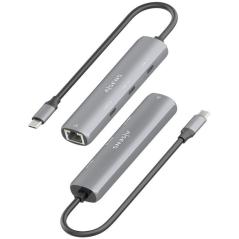 Hub USB Tipo-C Aisens ASUC-4P041-GR/ 3xUSB Tipo-C/ 1xRJ45/ Gris