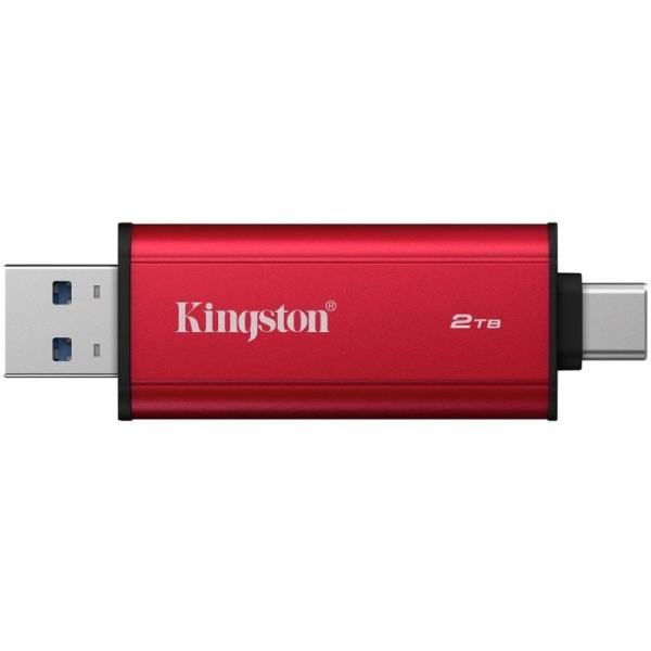 Disco Externo SSD Kingston Dual Portable SSD 2TB/ USB Tipo-C y USB 3.2/ Rojo