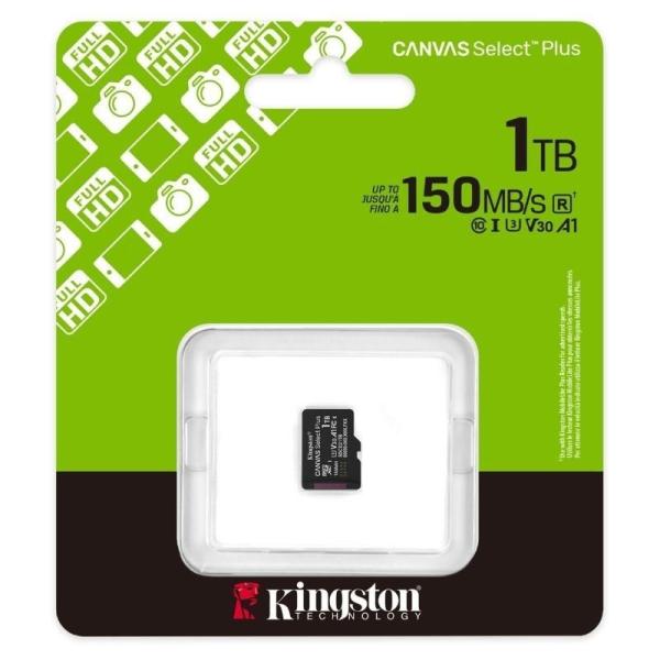 Tarjeta de Memoria Kingston CANVAS Select Plus 1TB microSD XC/ Clase 10/ 150MBs