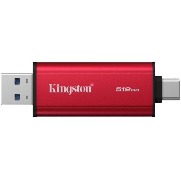 Disco Externo SSD Kingston Dual Portable SSD 512GB/ USB Tipo-C y USB 3.2/ Rojo