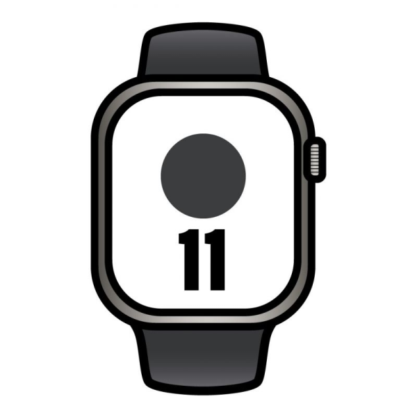 Apple Watch Series 11/ GPS/ Cellular/ 42mm/ Titanio Negro/ Pizarra Correa Deportiva Negro (S/M)
