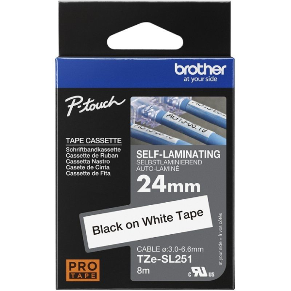Cinta Laminada Original Rotuladora Brother TZe-SL251/ Blanca