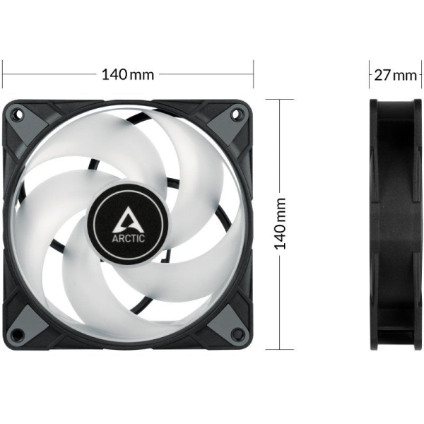 Ventilador Arctic P14 PWM PST A-RGB/ 14cm/ Negro