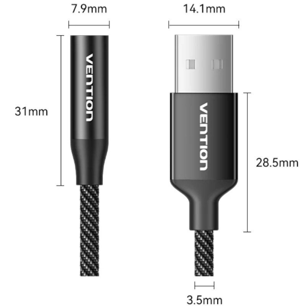 Conversor Vention CVEBC/ Jack 3.5 Hembra - USB Macho/ 1m/ Gris