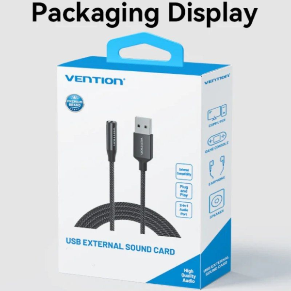 Conversor Vention CVEBC/ Jack 3.5 Hembra - USB Macho/ 1m/ Gris