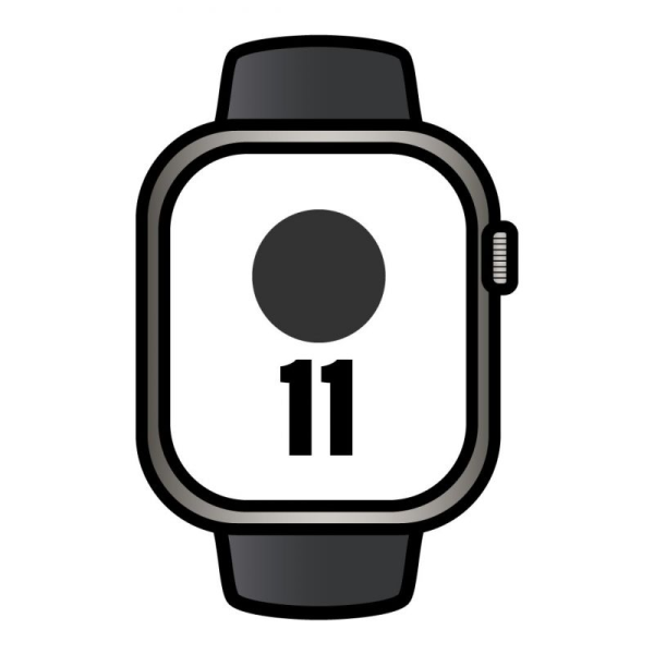 Apple Watch Series 11/ GPS/ Cellular/ 46mm/ Titanio Negro Pizarra/ Correa Deportiva Negra S/M