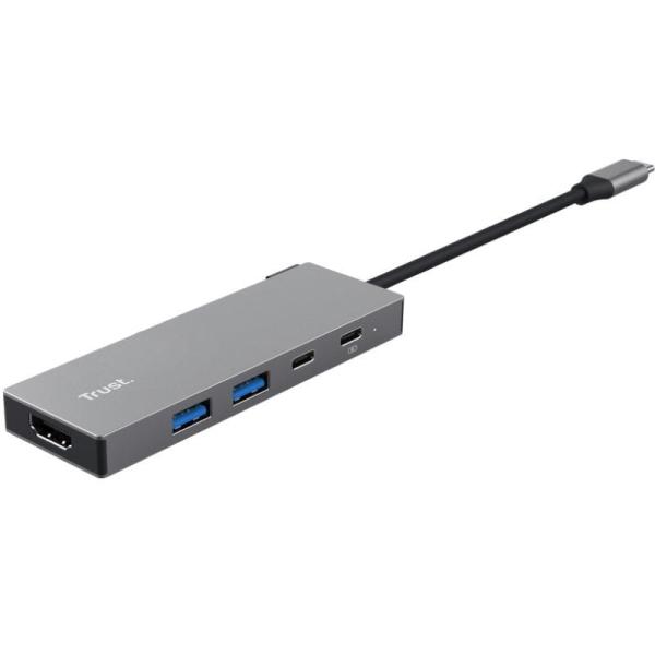 Docking USB Tipo-C Trust Dalyx/ 2xUSB/ 1xHDMI 4K/ 2xUSB Tipo-C/ Gris