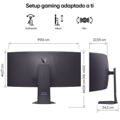 Monitor Gaming Curvo LG UltraFine 45GX950A-B 45'/ 5K2K/ 0.03ms/ 330Hz/ OLED/ Multimedia/ Regulable en altura/ Negro