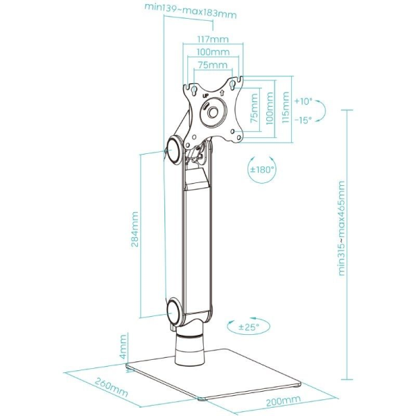 Soporte de Mesa para Monitor TooQ DB1741TN-B/ Giratorio/ Inclinable/ hasta 8kg