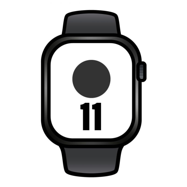 Apple Watch Series 11/ GPS/ 42mm/ Negro Azabache/ Correa Deportiva Negra (M/L)