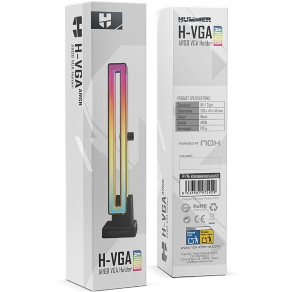 Soporte para Tarjeta Gráfica ARGB Nox Hummer H-VGA ARGB/ Compatibilidad Universal/ Negro