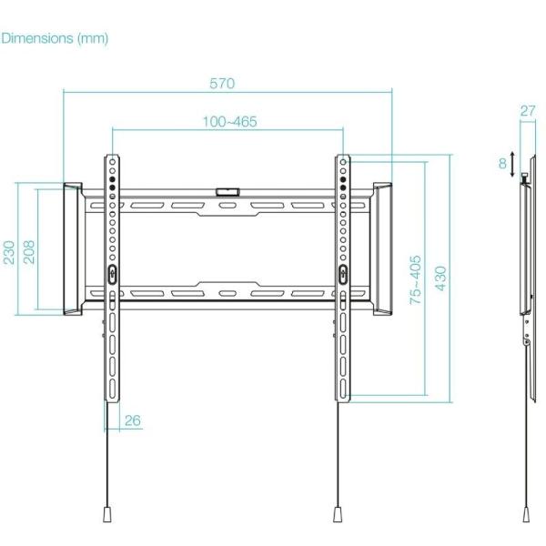 Soporte de Pared Fijo TooQ LP1073F-B para TV de 32-70'/ hasta 75kg