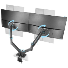 Soporte de Mesa para 2 Monitores Mars Gaming MARM-PRO2/ Giratorio/ Inclinable/ Rotatorio/ hasta 10kg