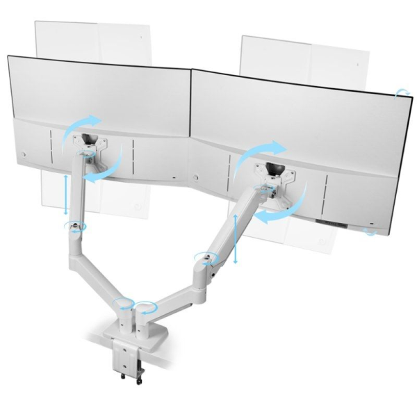 Soporte de Mesa para 2 Monitores Mars Gaming MARM-PRO2/ Giratorio/ Inclinable/ Rotatorio/ hasta 10kg