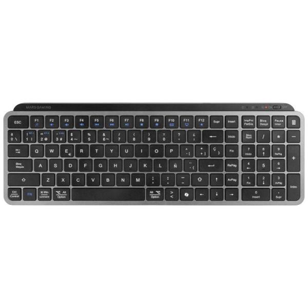 Teclado Compacto Inalámbrico por Bluetooth Mars Gaming MK-SILENKEYS/ Negro
