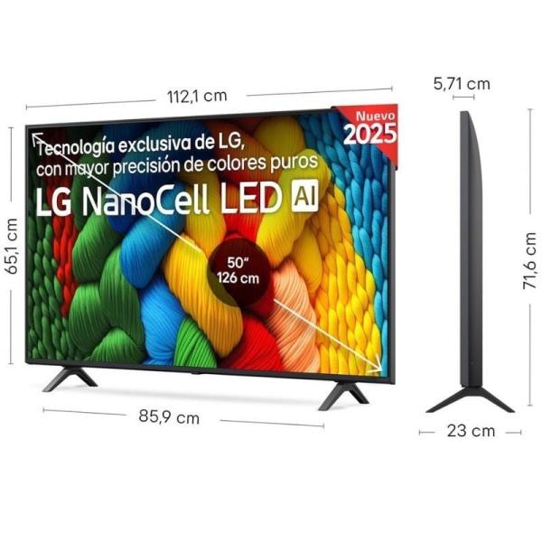 Televisor LG NanoCell 50NANO80A6B 50'/ Ultra HD 4K/ Smart TV/ WiFi