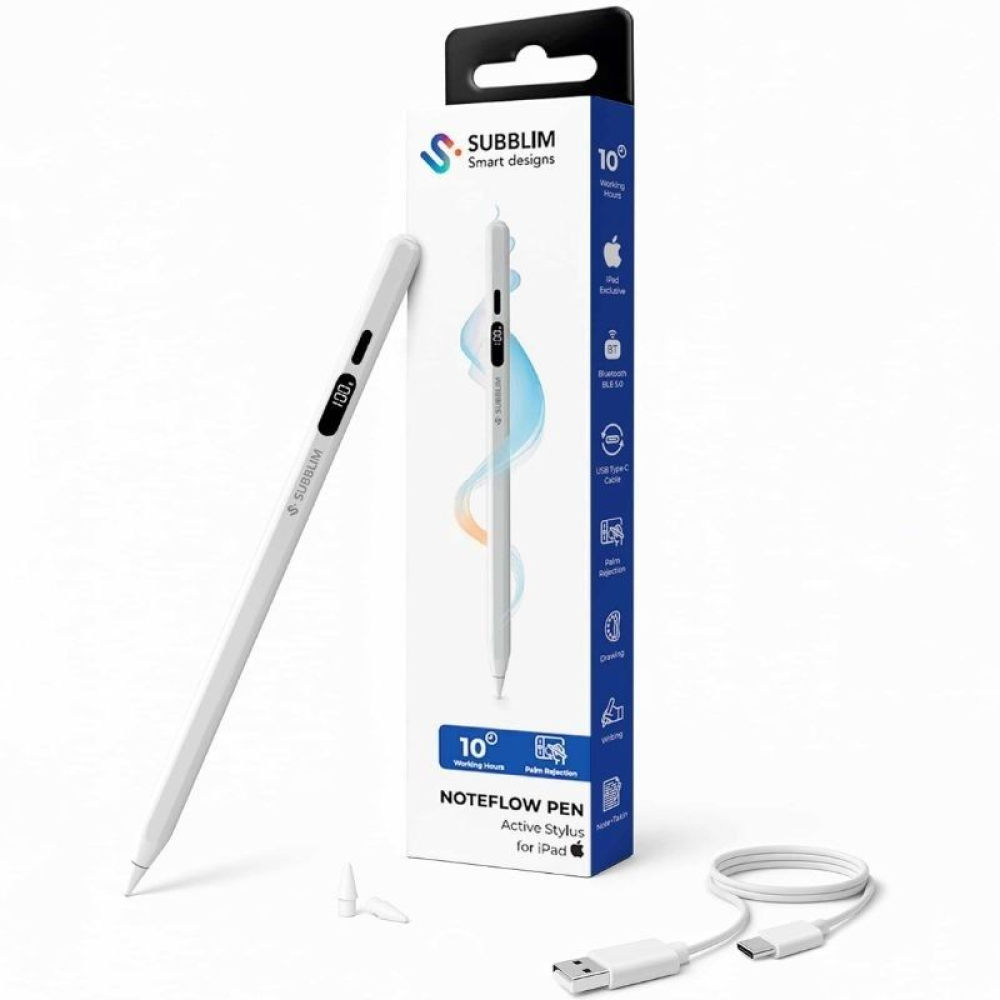 Lápiz Electrónico Subblim NoteFlow Pen para iPad/ Blanco