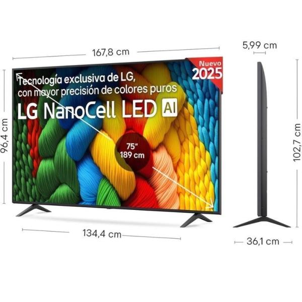 Televisor LG NanoCell 75NANO80A6B 75'/ Ultra HD 4K/ Smart TV/ WiFi