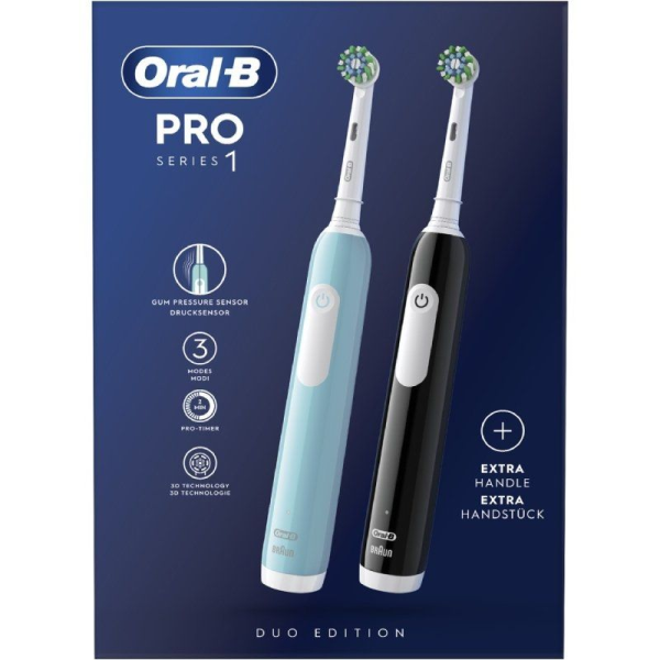 Cepillo Dental Oral-B Pro 1 Duo Edition/ Incluye 1 Recambio/ Negro y Turquesa