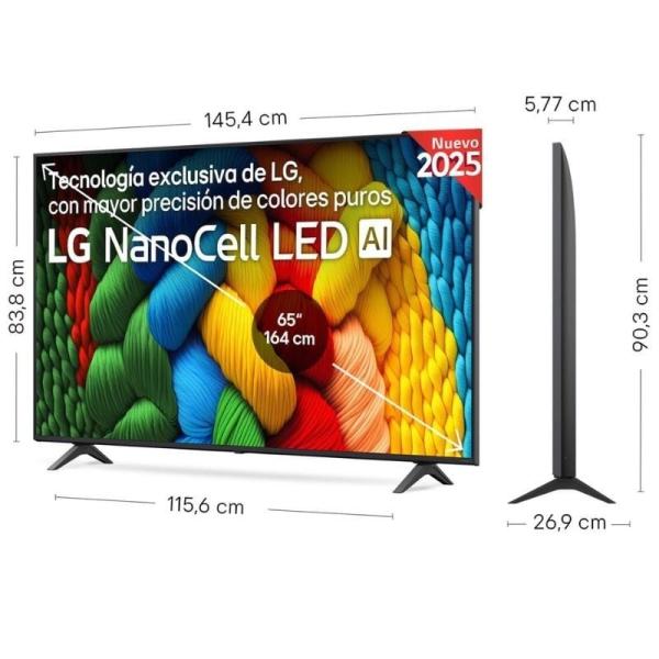 Televisor LG NanoCell 65NANO80A6B 65'/ Ultra HD 4K/ Smart TV/ WiFi