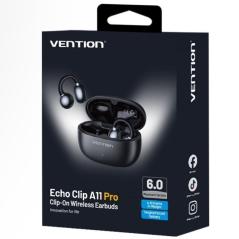 Auriculares Bluetooth Vention Echo Clip A11 Pro con estuche de carga/ Autonomía 6h/ Negro