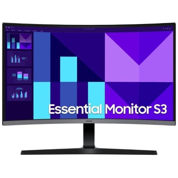 Monitor Profesional Curvo Samsung Essential S3 S39GD S27D392GAU 27'/ Full HD/ Negro y Plata