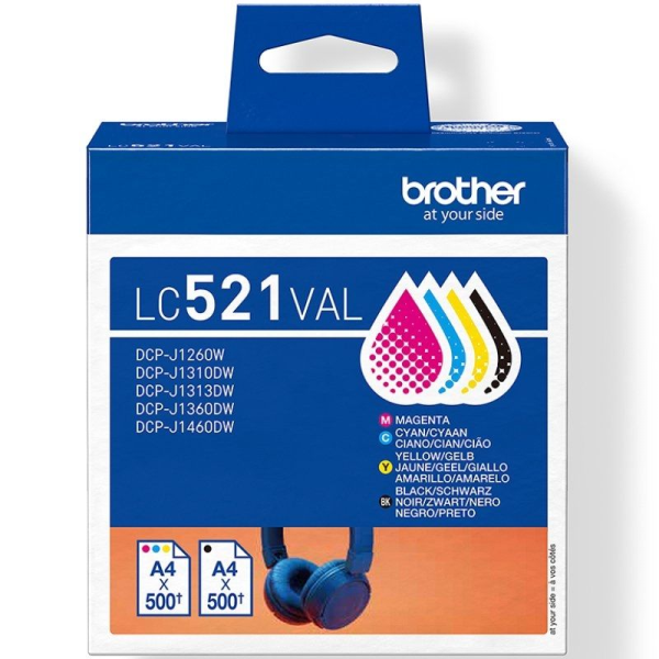Cartucho de Tinta Original Brother LC-521VAL Multipack/ Cian/ Magenta/ Amarillo/ Negro