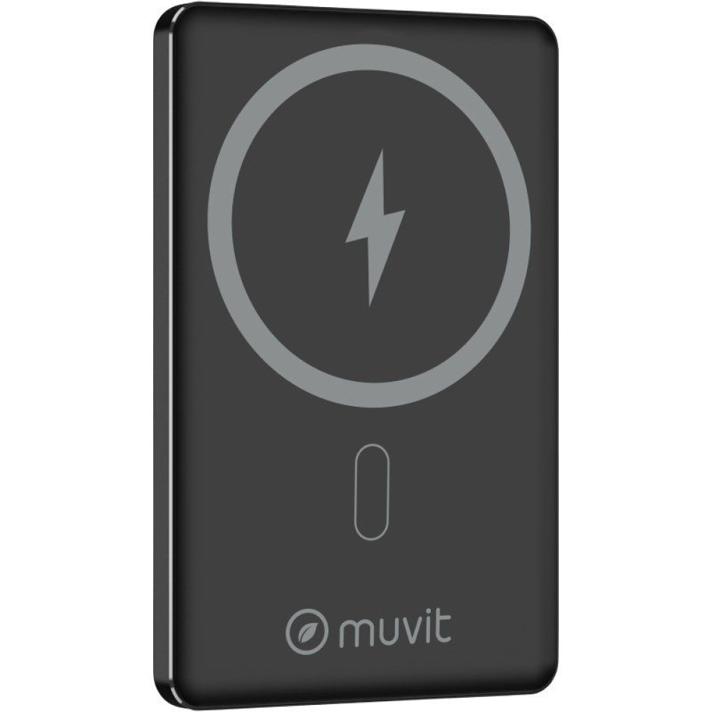 Powerbank 5000mAh Muvit For Change MCCHP0009/ 20W/ Wireless/ Negra/ Incluye Cable USB Tipo-C