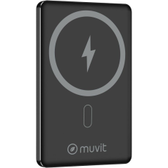 Powerbank 5000mAh Muvit For Change MCCHP0009/ 20W/ Wireless/ Negra/ Incluye Cable USB Tipo-C
