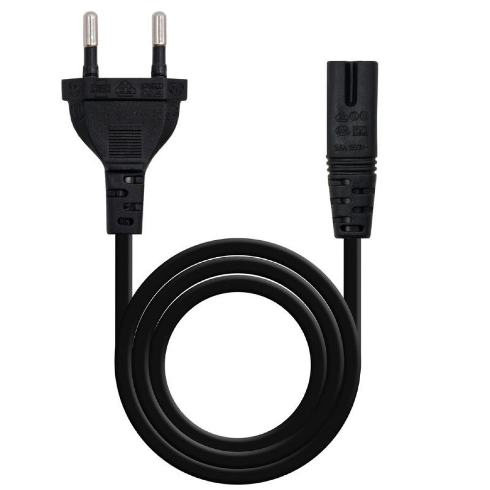 Cable Alimentación Forma 8 Nanocable 10.22.0402-L200/ CEE7/16 Macho - C7 Hembra/ 2m/ Negro