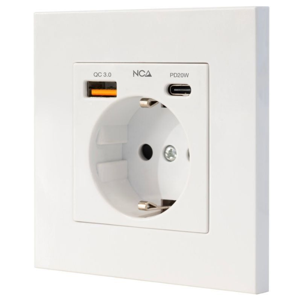 Roseta de Pared Nanocable 10 35 0011/ 1 Schuko/ 1 USB Tipo-C/ 1 USB