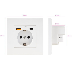 Roseta de Pared Nanocable 10 35 0011/ 1 Schuko/ 1 USB Tipo-C/ 1 USB