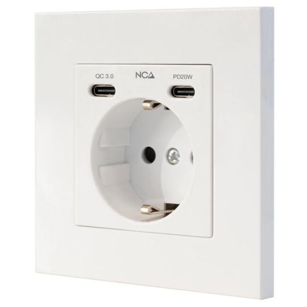 Roseta de Pared Nanocable 10 35 0012/ 1 Schuko/ 2 USB