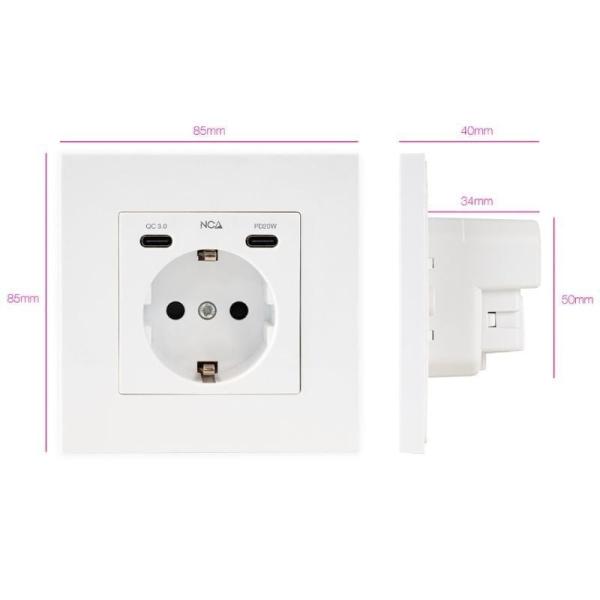 Roseta de Pared Nanocable 10 35 0012/ 1 Schuko/ 2 USB